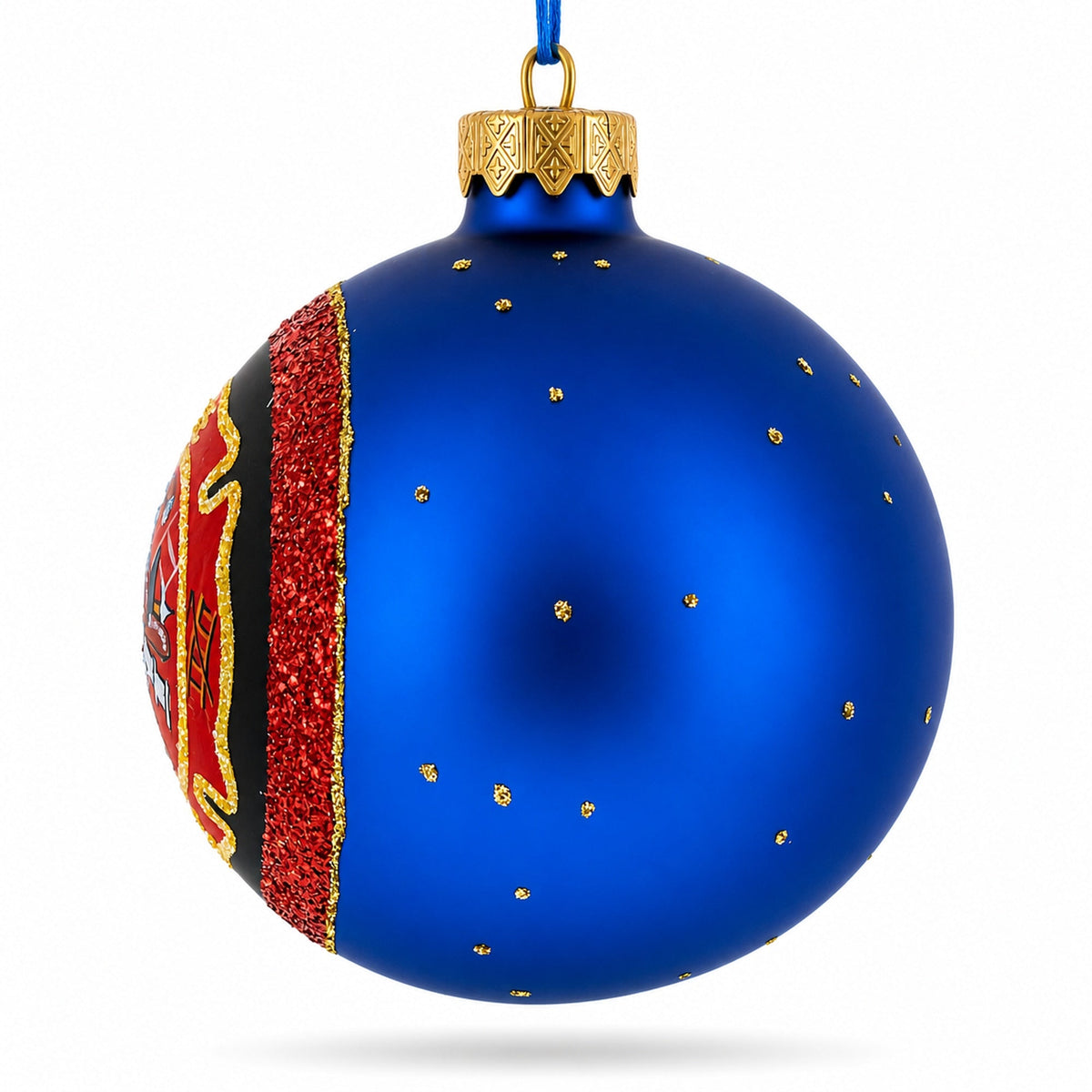 Fire Department Glass Ball Christmas Ornament 4 Inches