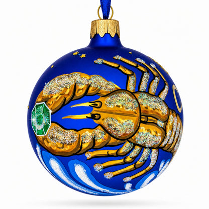 Cancer Zodiac Horoscope Sign Glass Ball Christmas Ornament 3.25 Inches