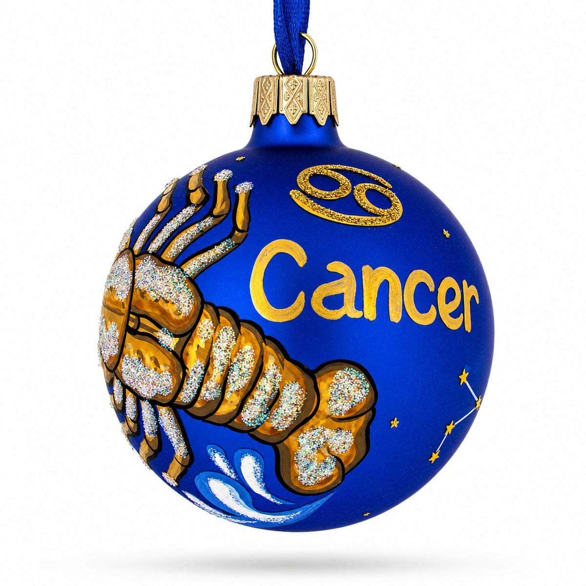Cancer Zodiac Horoscope Sign Glass Ball Christmas Ornament 3.25 Inches