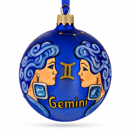 Gemini Zodiac Horoscope Sign Glass Ball Christmas Ornament 3.25 Inches