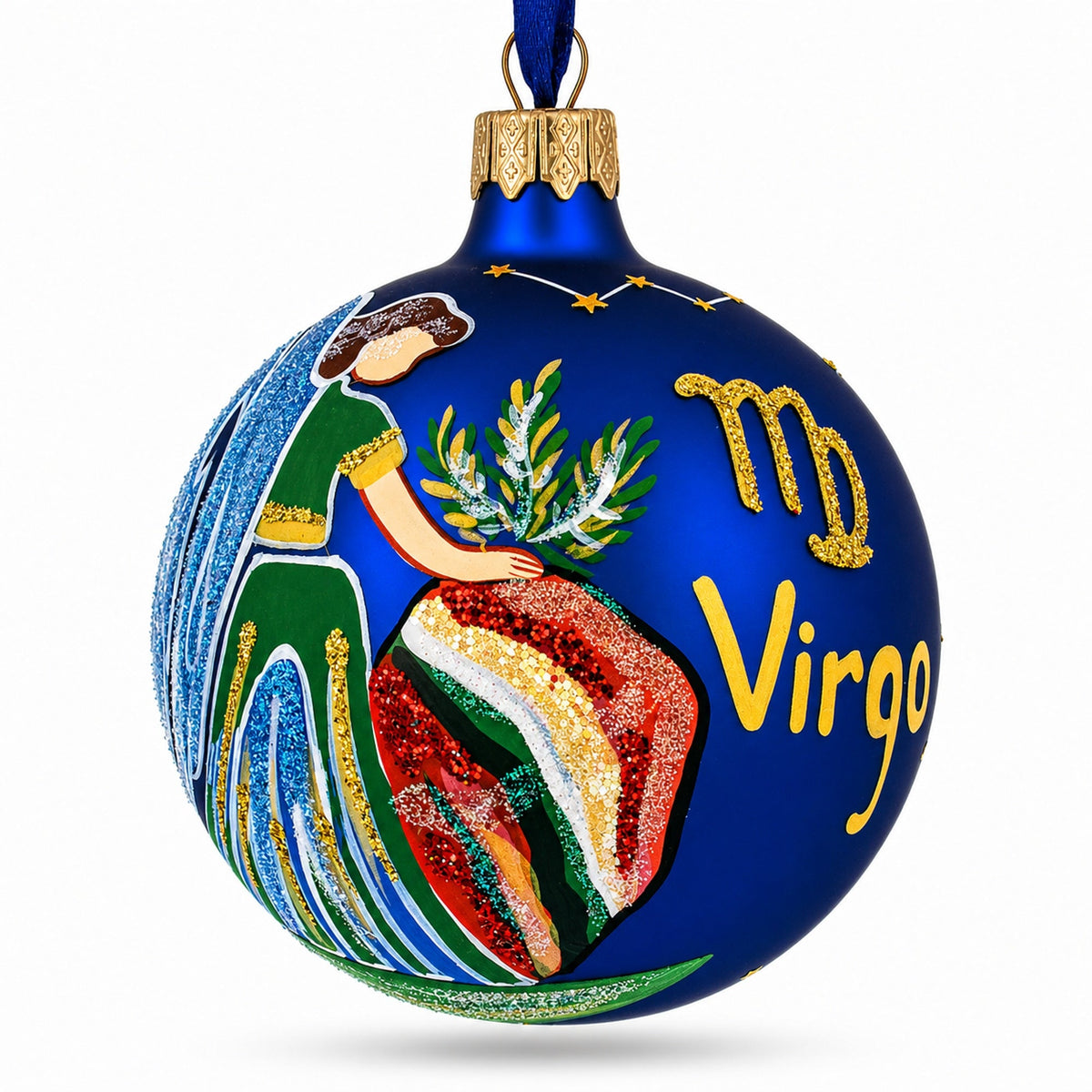 Virgo Zodiac Horoscope Sign Glass Ball Christmas Ornament 3.25 Inches