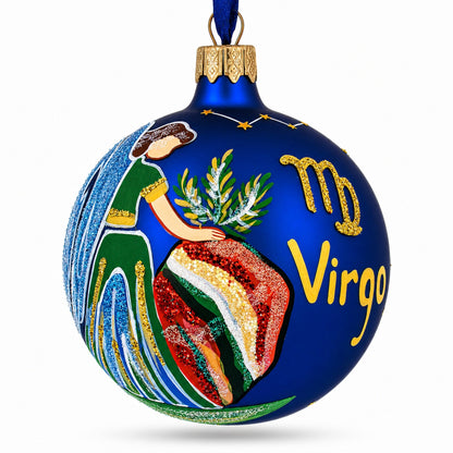 Virgo Zodiac Horoscope Sign Glass Ball Christmas Ornament 3.25 Inches