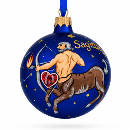 Sagittarius Zodiac Horoscope Sign Glass Ball Christmas Ornament 3.25 Inches