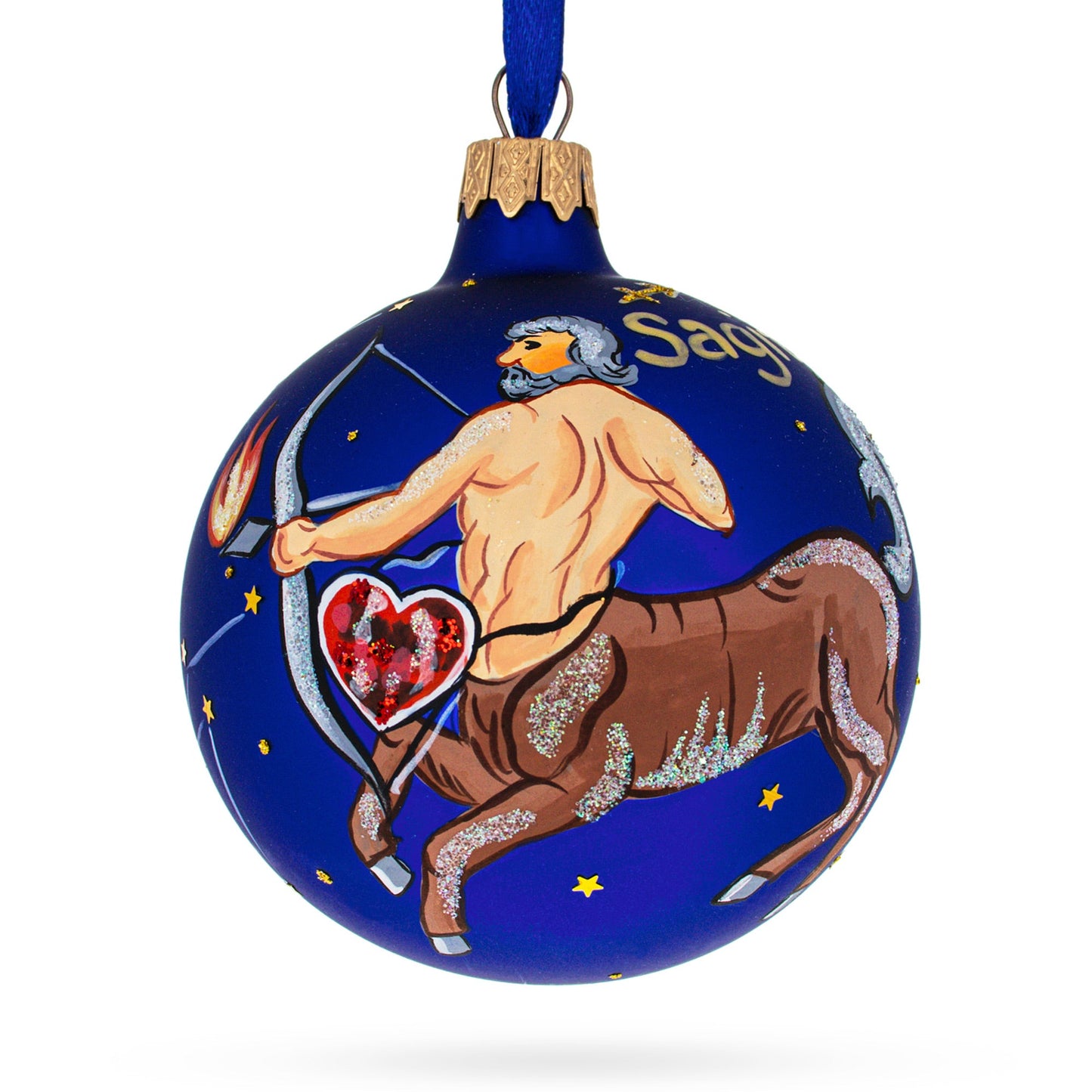 Sagittarius Zodiac Horoscope Sign Glass Ball Christmas Ornament 3.25 Inches