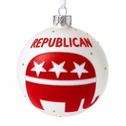 Republican Elephant Glass Ball Christmas Ornament 4 Inches