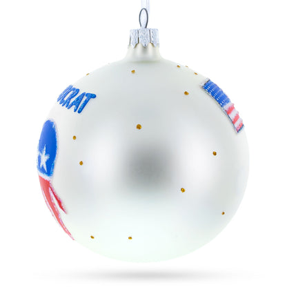 Democratic Donkey Glass Ball Christmas Ornament 4 Inches