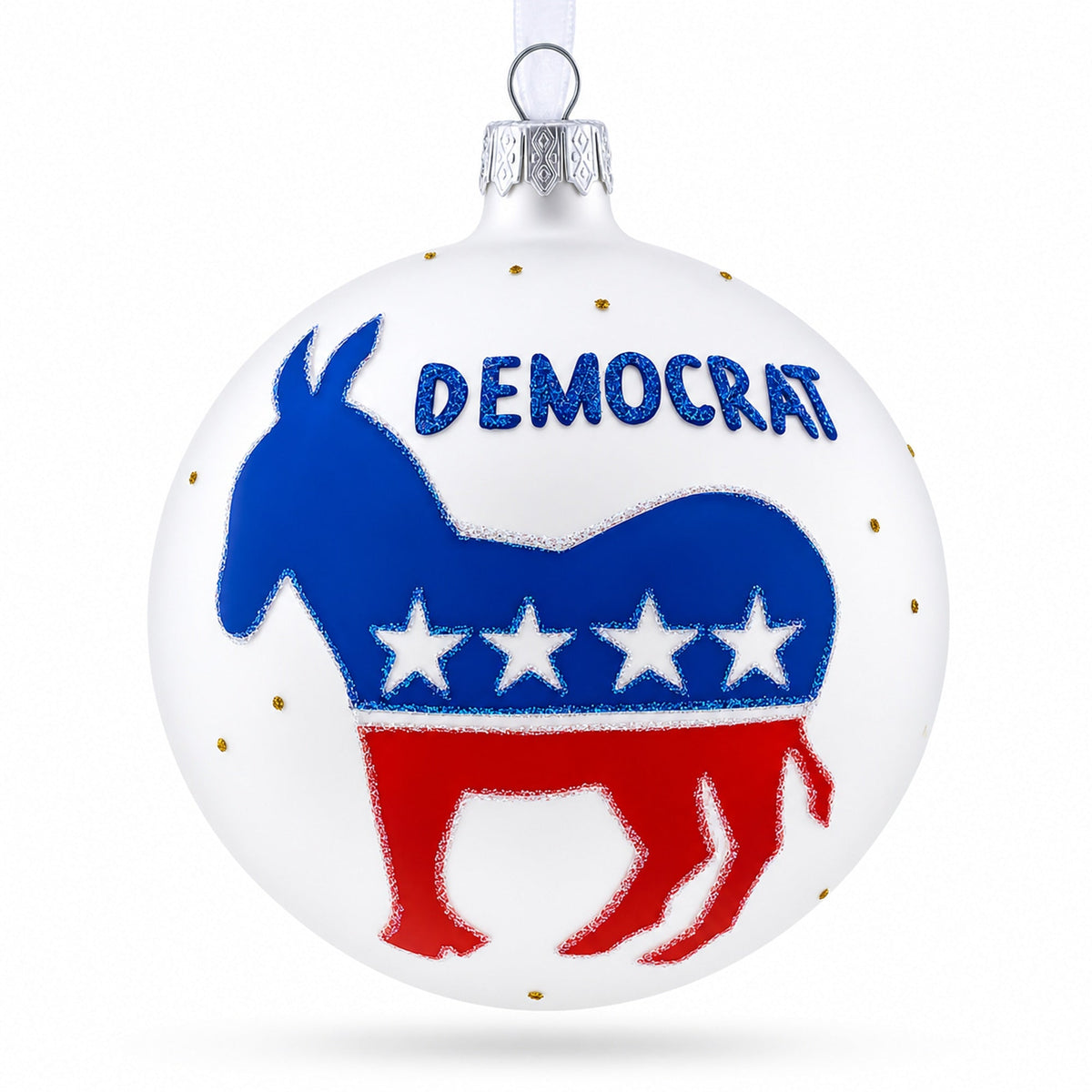 Democratic Donkey Glass Ball Christmas Ornament 4 Inches