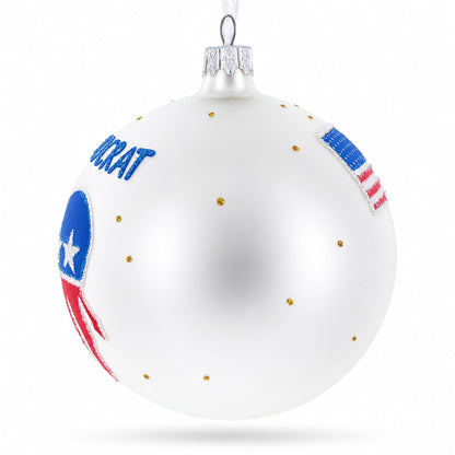 Democratic Donkey Glass Ball Christmas Ornament 4 Inches