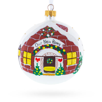 Commemorative Housewarming Glass Ball Christmas Ornament 4 Inches
