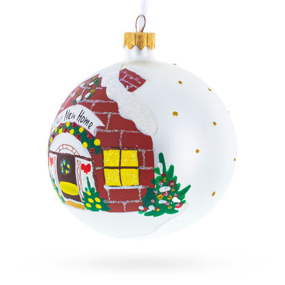 Commemorative Housewarming Glass Ball Christmas Ornament 4 Inches