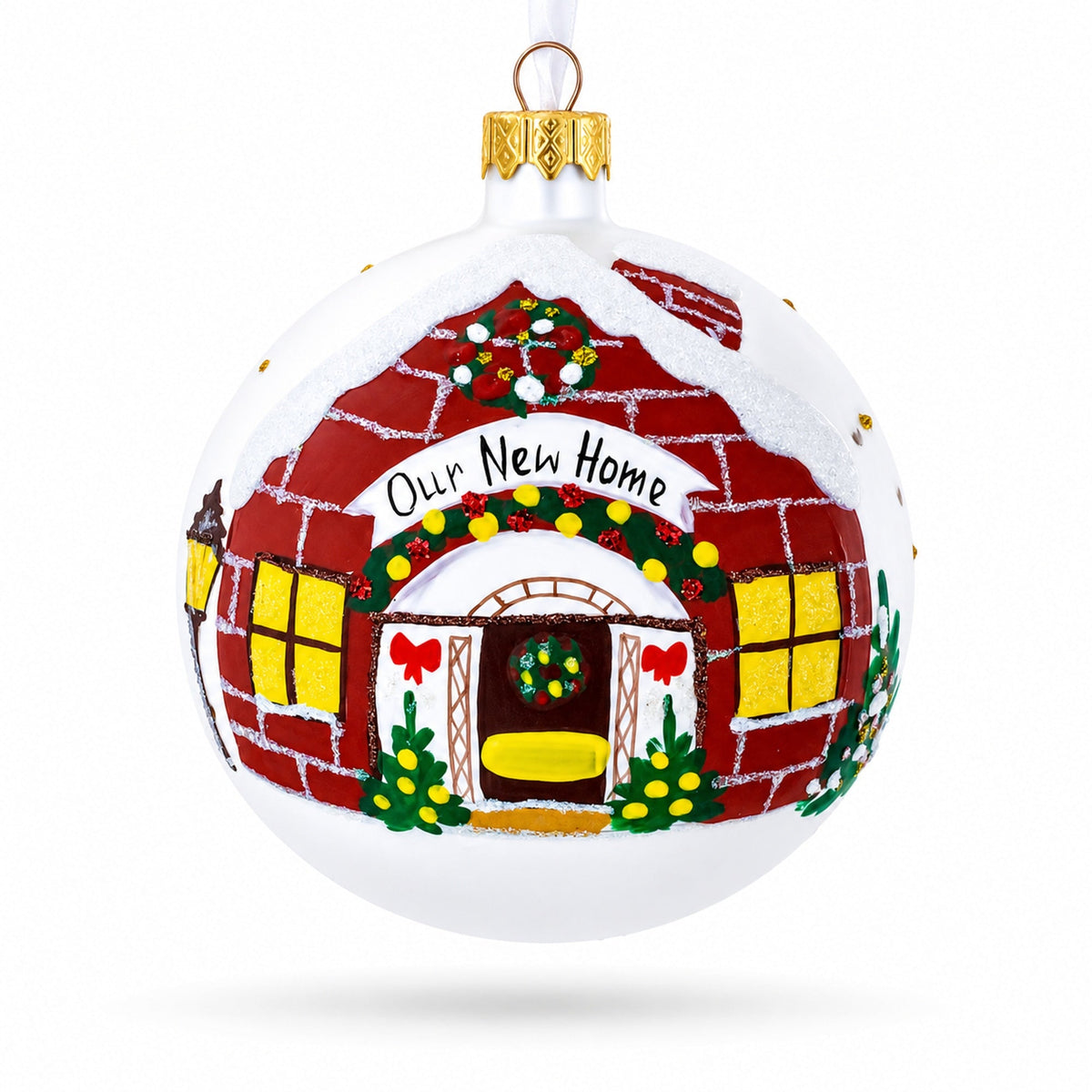 Commemorative Housewarming Glass Ball Christmas Ornament 4 Inches