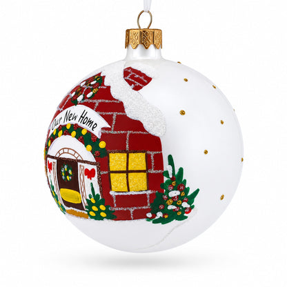 Commemorative Housewarming Glass Ball Christmas Ornament 4 Inches