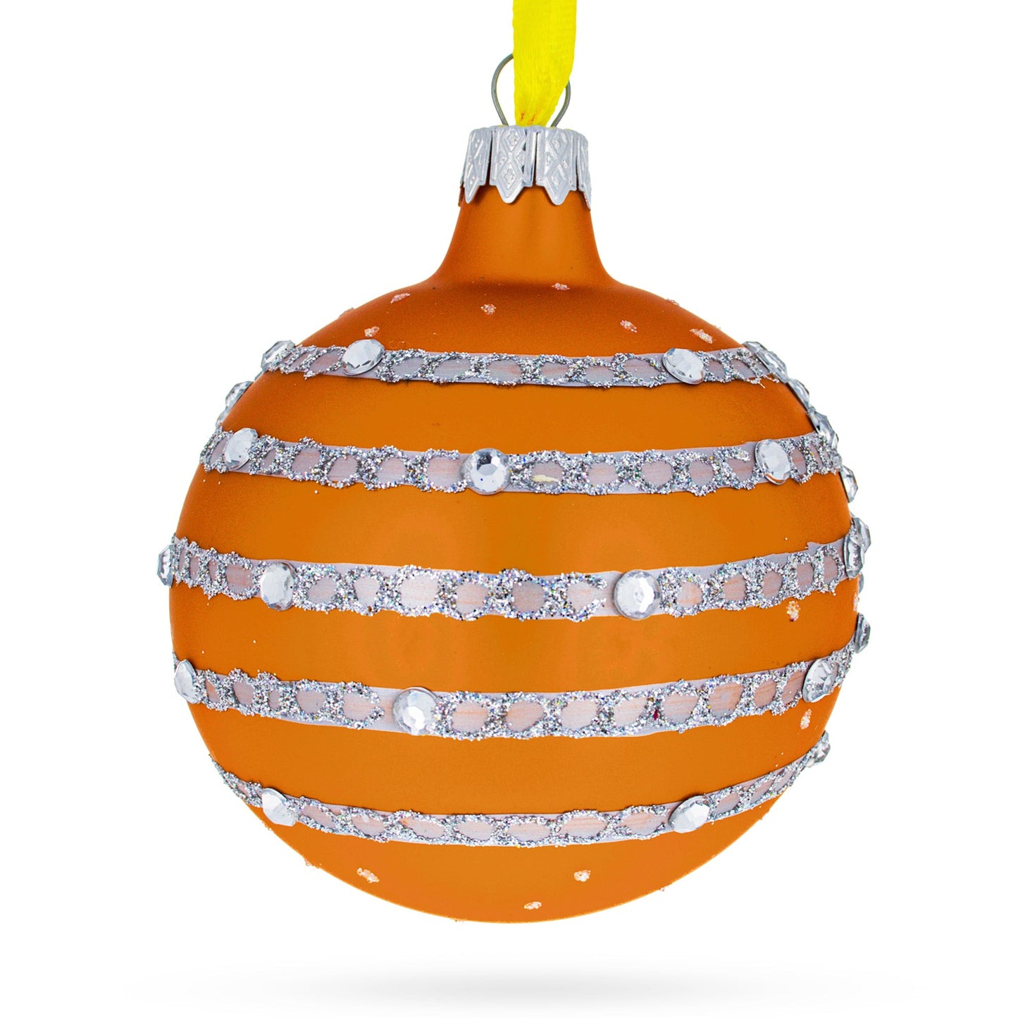 Italian Couturier Stars and Moons Design Glass Ball Christmas Ornament 3.25 Inches