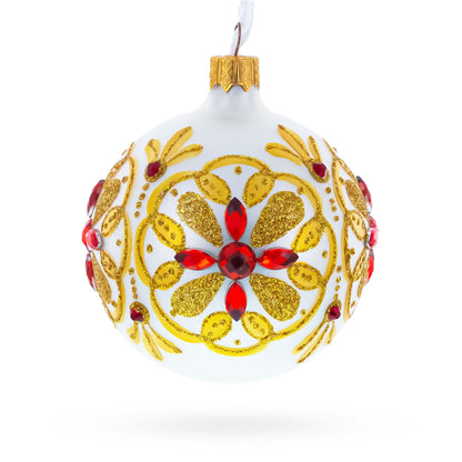 Bejeweled Star Handcrafted Glass Ball Christmas Ornament 3.25 Inches