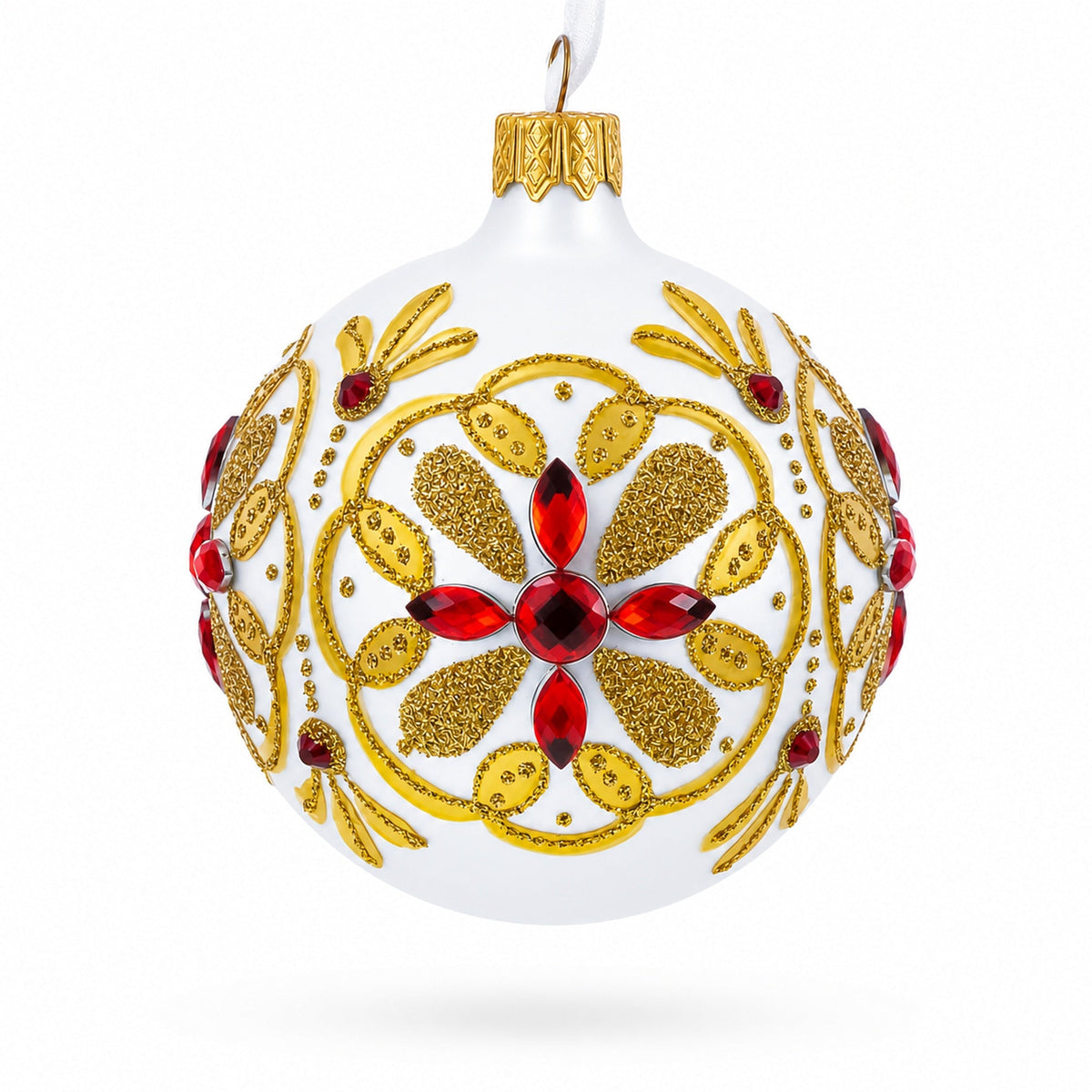 Bejeweled Star Handcrafted Glass Ball Christmas Ornament 3.25 Inches