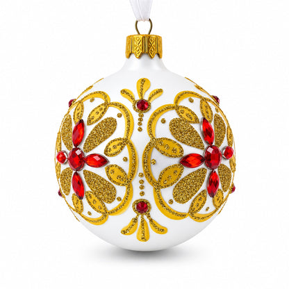 Bejeweled Star Handcrafted Glass Ball Christmas Ornament 3.25 Inches