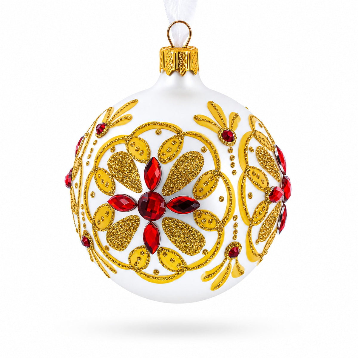 Bejeweled Star Handcrafted Glass Ball Christmas Ornament 3.25 Inches