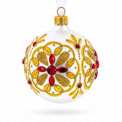 Bejeweled Star Handcrafted Glass Ball Christmas Ornament 3.25 Inches