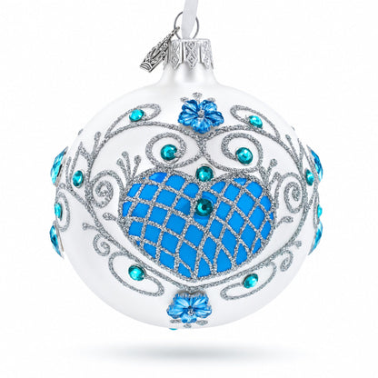 Turquoise Glass Ball Christmas Ornament 3.25 Inches