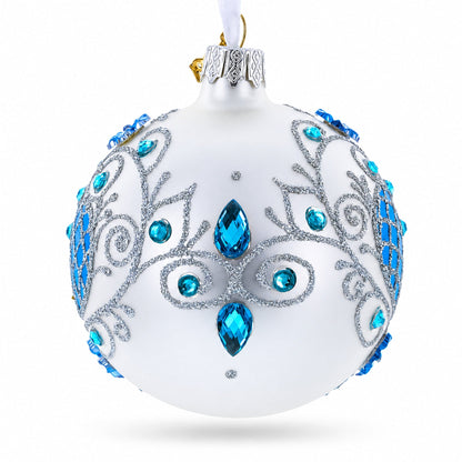 Turquoise Glass Ball Christmas Ornament 3.25 Inches