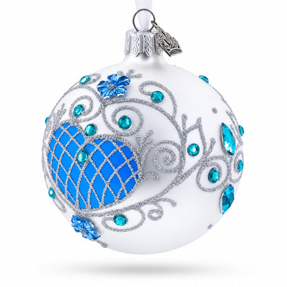 Turquoise Glass Ball Christmas Ornament 3.25 Inches