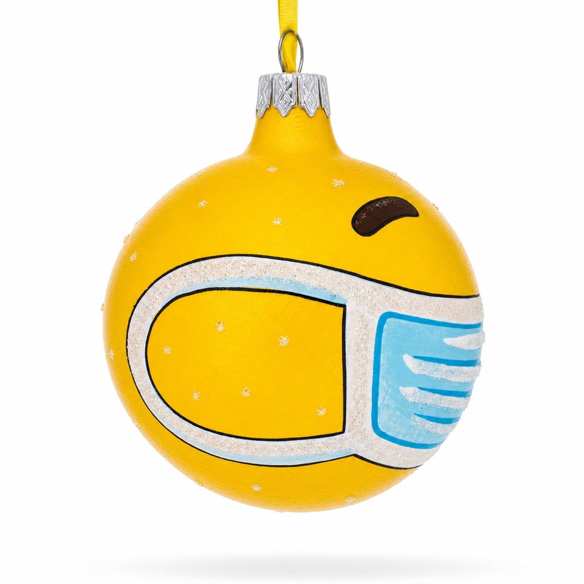 Masked Emotions of Quarantine Glass Ball Christmas Ornament 3.25 Inches