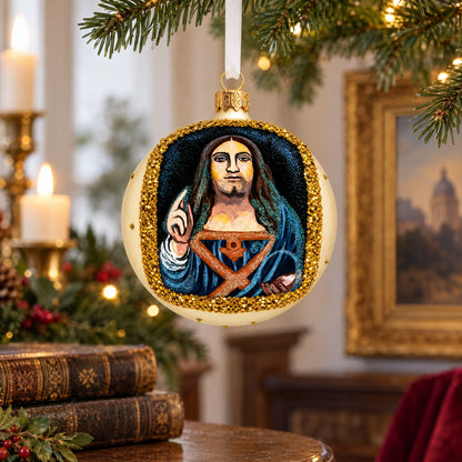 1500 'Salvator Mundi' Masterpiece by Leonardo da Vinci Glass Ball Christmas Ornament 4 Inches