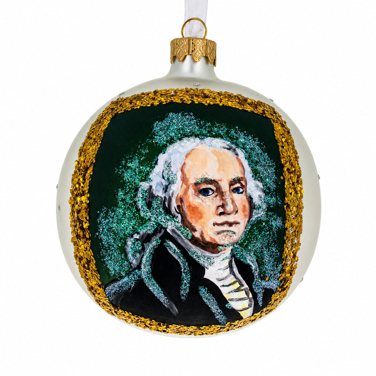 USA President George Washington Glass Ball Christmas Ornament 4 Inches
