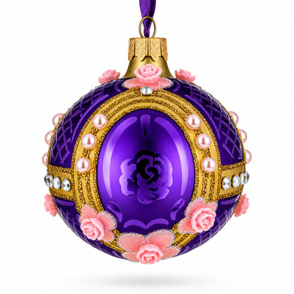 Milan Designer Luxury Earrings on Purple Glass Ball Christmas Ornament 3.25 Inches