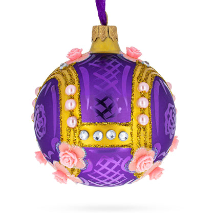 Milan Designer Luxury Earrings on Purple Glass Ball Christmas Ornament 3.25 Inches