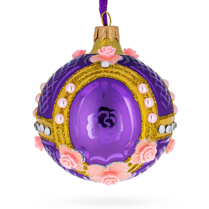 Milan Designer Luxury Earrings on Purple Glass Ball Christmas Ornament 3.25 Inches