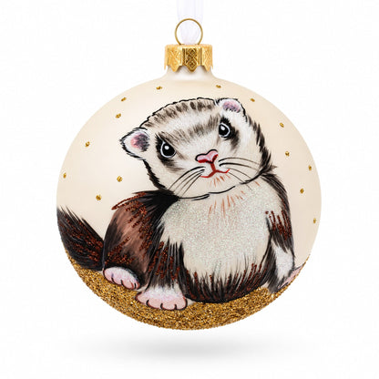 Ferret Glass Ball Christmas Ornament 4 Inches