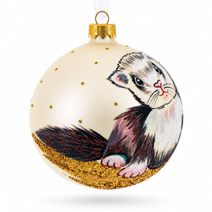 Ferret Glass Ball Christmas Ornament 4 Inches