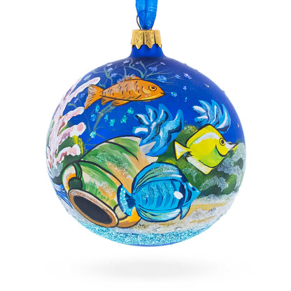 Tropical Aquarium Glass Ball Christmas Ornament 4 Inches