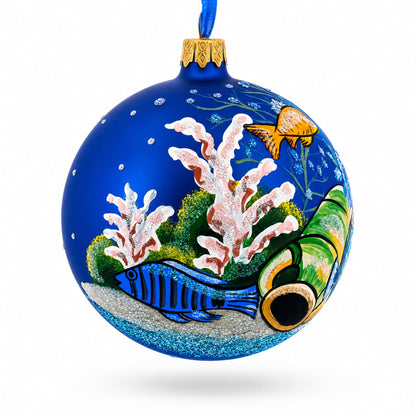 Tropical Aquarium Glass Ball Christmas Ornament 4 Inches