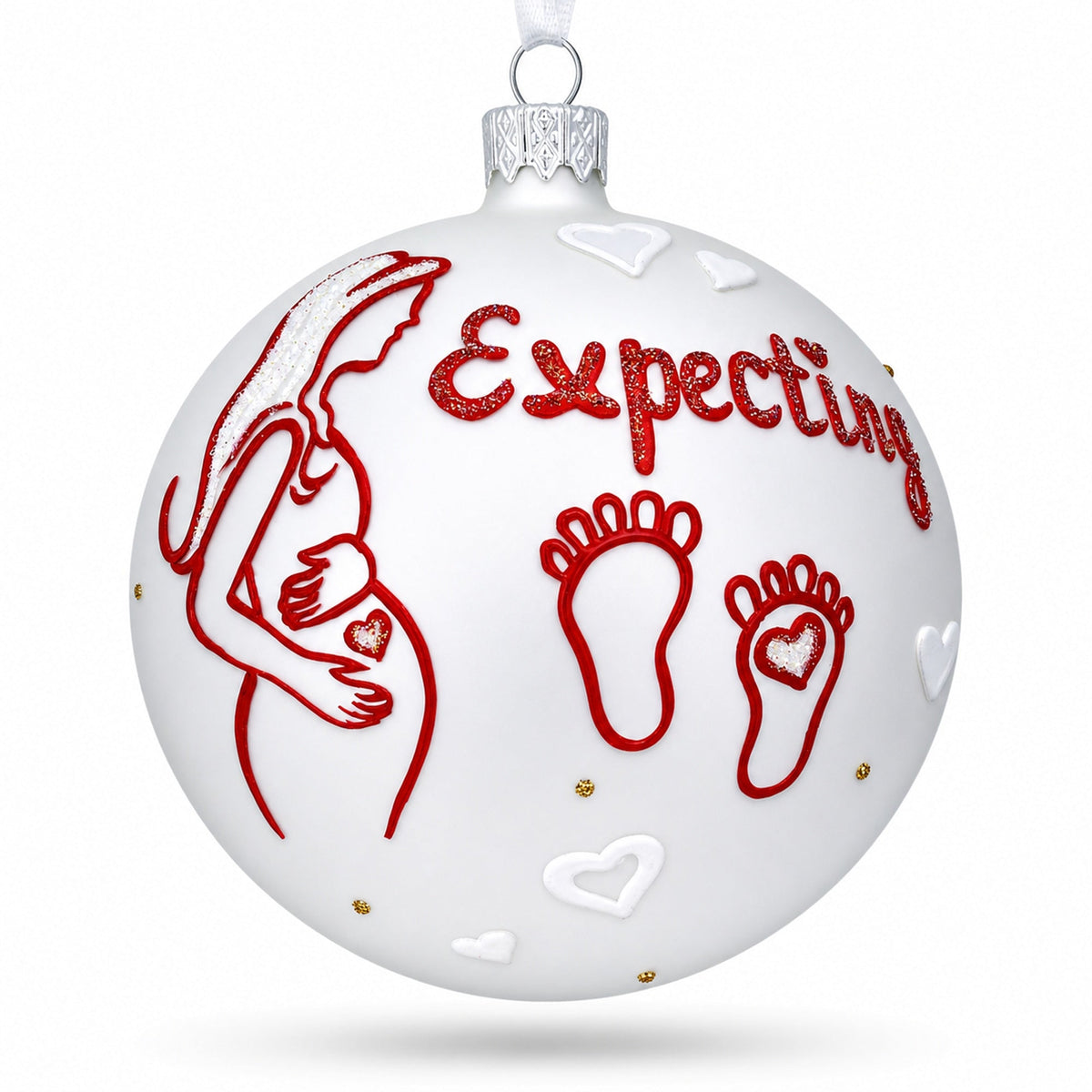 Expecting Mother Glass Ball Christmas Ornament 4 Inches