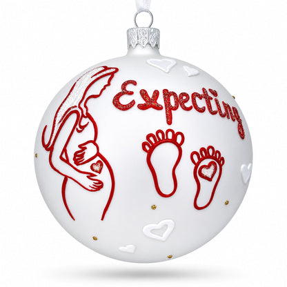 Expecting Mother Glass Ball Christmas Ornament 4 Inches
