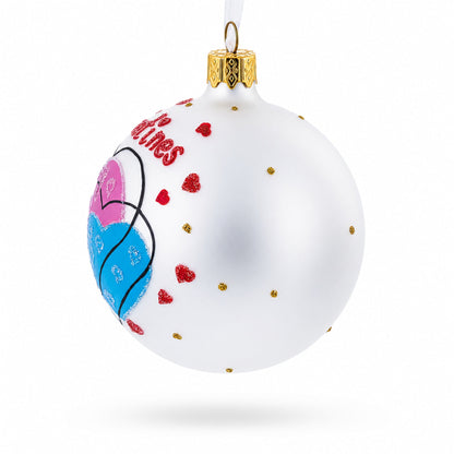 Valentine's Day Colorful Hearts Design Glass Ball Christmas Ornament 3.25 Inches
