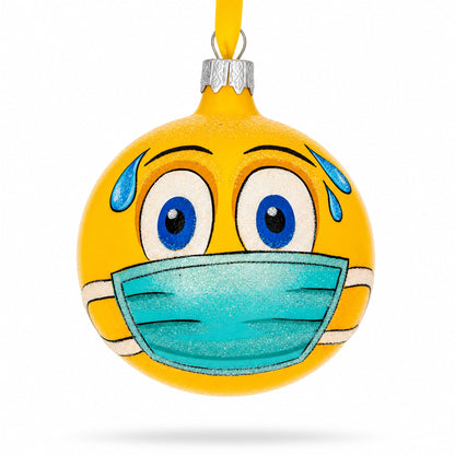 Facial Expressions in Mask Glass Ball Christmas Ornament 3.25 Inches