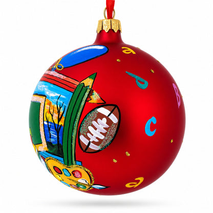 Back to School Glass Ball Christmas Ornament 4 Inches