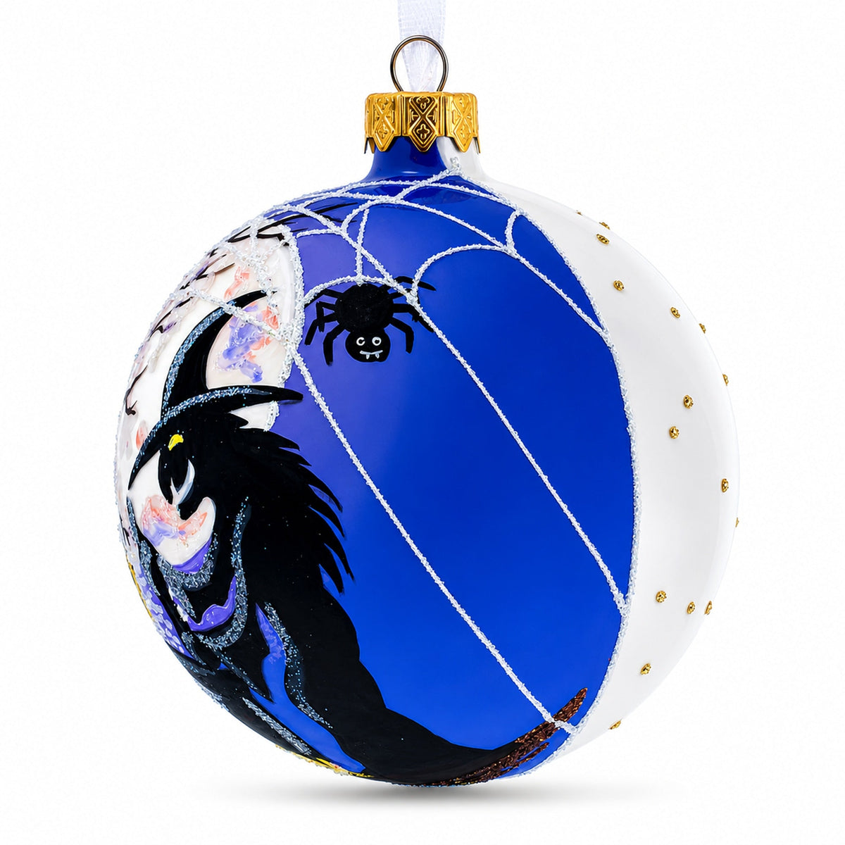 The Witch on Halloween Glass Ball Christmas Ornament 4 Inches