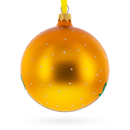Enchanting Witch Riding Pumpkin Glass Ball Halloween Ornament 4 Inches