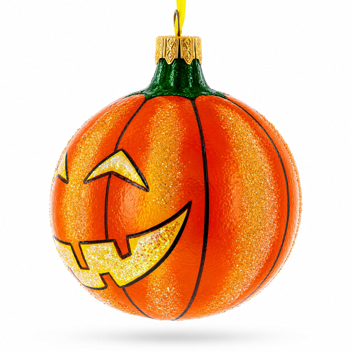 Jack-o'-lantern Glass Ball Halloween Ornament 3.25 Inches