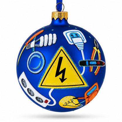 Electrician Toolbox Glass Ball Christmas Ornaments 4 Inches