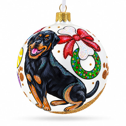 Rottweiler Gifts Glass Ball Christmas Ornaments 4 Inches