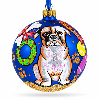 Bulldog Gifts Glass Ball Christmas Ornaments 4 Inches