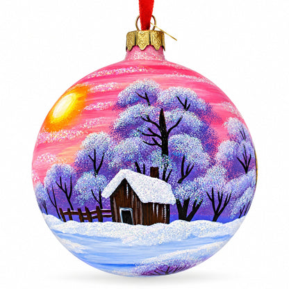 Tiger in the Snow Glass Ball Christmas Ornament 4 Inches