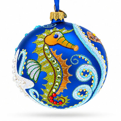 Sea Horse Glass Ball Christmas Ornament,4 Inches