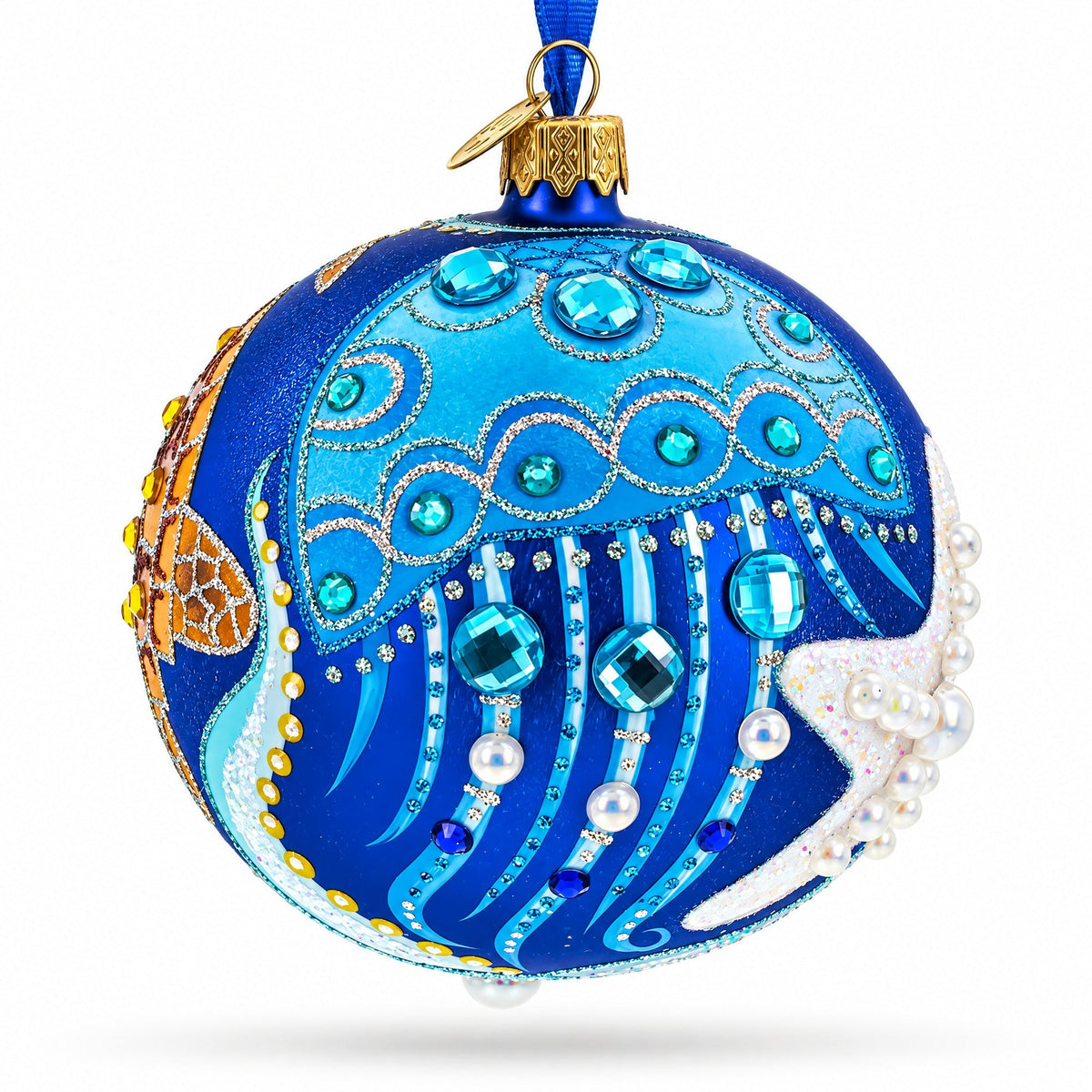 Sea Horse Glass Ball Christmas Ornament,4 Inches