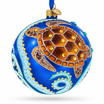 Sea Horse Glass Ball Christmas Ornament,4 Inches